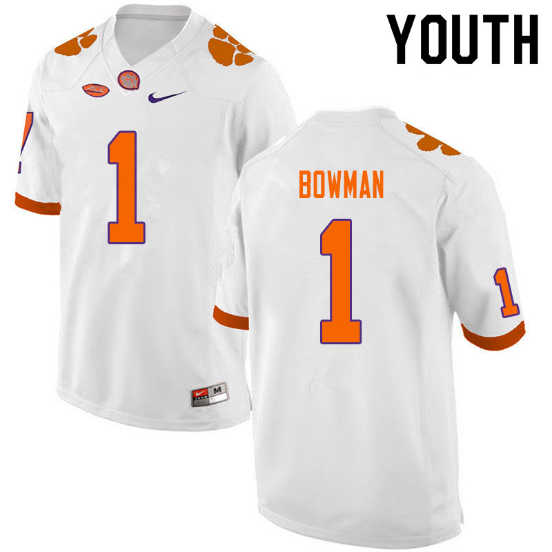 Youth #1 Demarkcus Bowman Clemson Tigers College Football Jerseys Sale-White - Click Image to Close